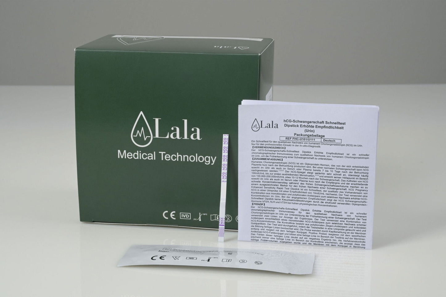 hCG-Schwangerschaft Schnelltests Dipstick Erhöhte Empfindlichkeit (Urin) - Lala Medical Technology GmbH
